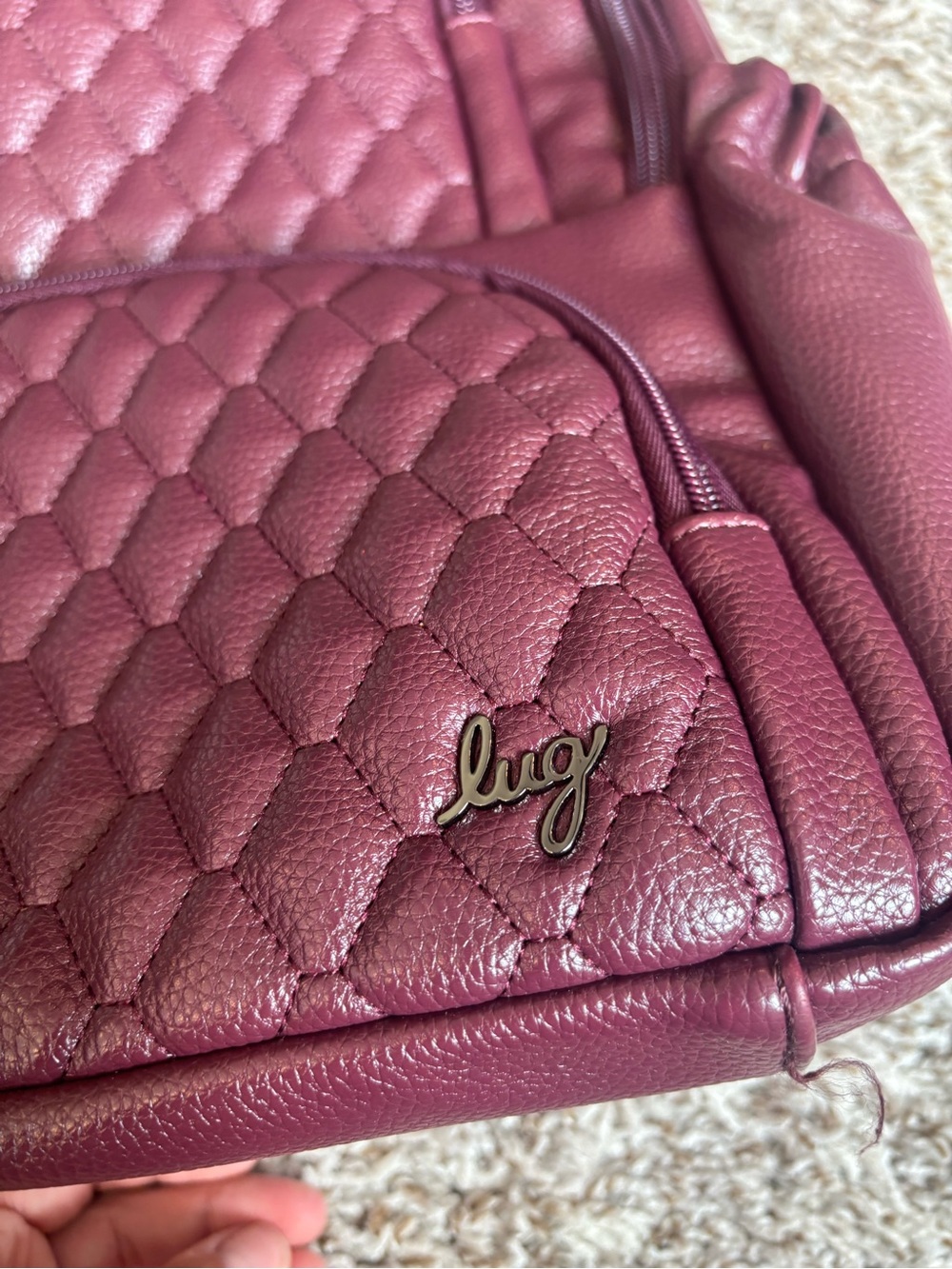 Lug Hatchback Classic Vegan Leather Backpack- Wine color NWOT - Picture 6 of 14